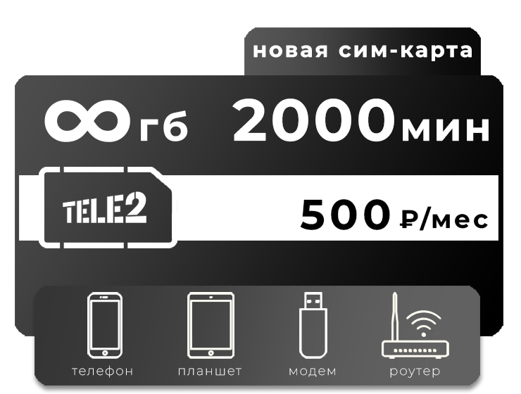 SIM-карта Теле2 500 Безлимитная